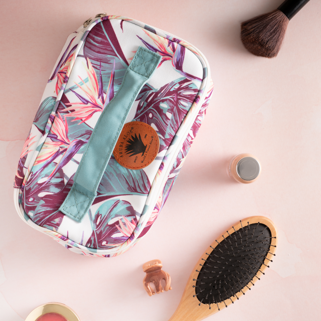 Tropical Cosmetic Bag with Handle
